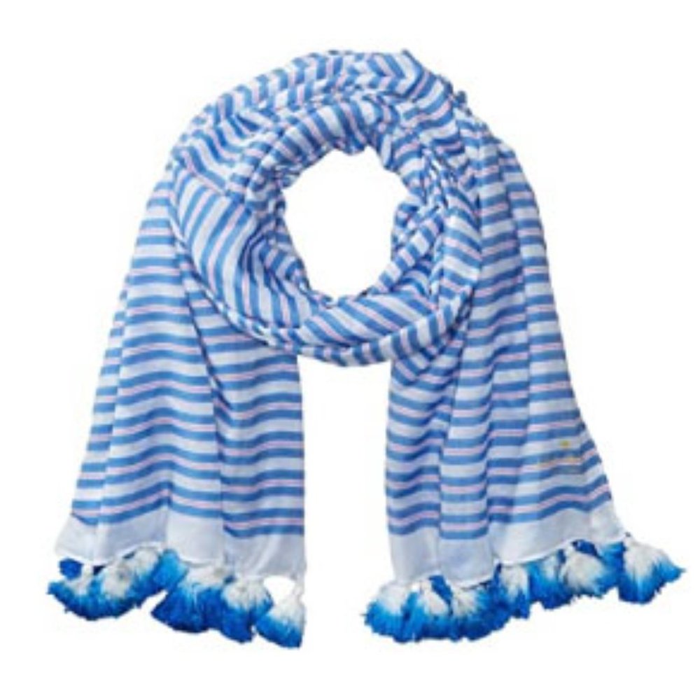 Kate Spade New York Candy Stripe Oblong Scarf Blue